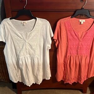 2 Tunic tees with embroidery